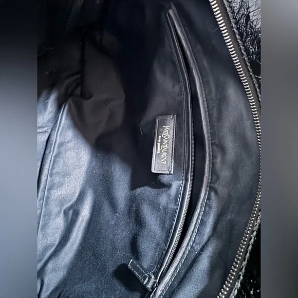 Yves Saint Laurent Shiny Black Shoulder Bag with Silver Accents - Picture 6 of 16